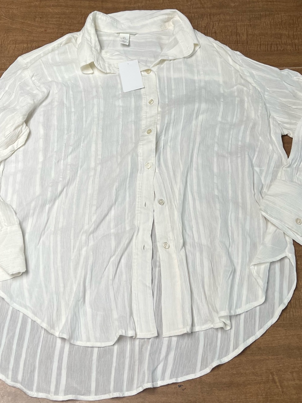 H&M White Textured Button-Front Shirt